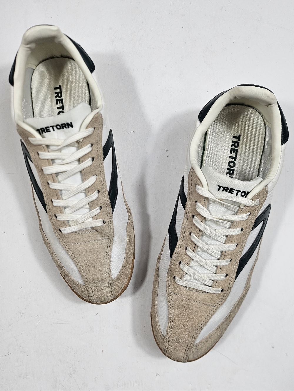 Tretorn Rawlins 2.0 Suede & Textile White  Beige Green Lace Up Retro Sneaker - Picture 7 of 16